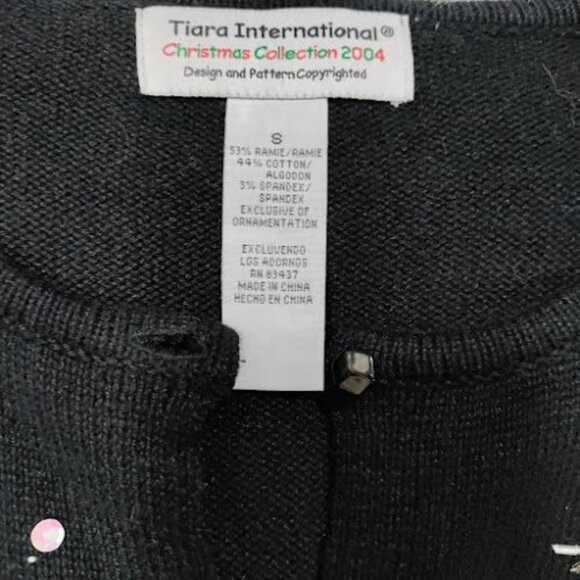 Tiara International Black Tight Knit Christmas Cardigan Small - Picture 9 of 12